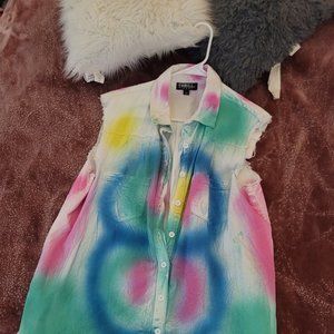 Spray Paint Effect Oversized Vest